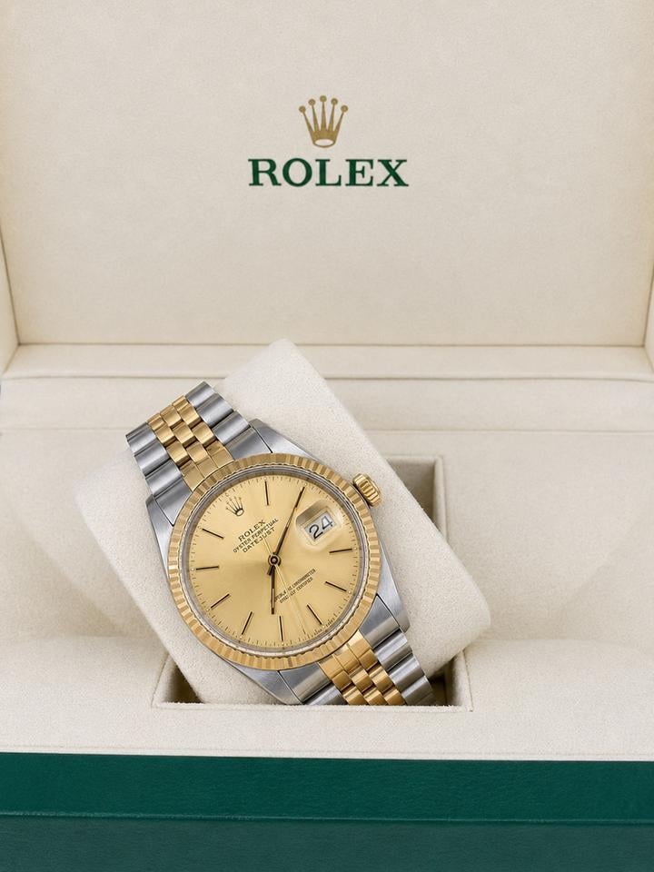 Rolex Datejust 36 ref. 16013 angled champagne dial and Jubilee bracelet