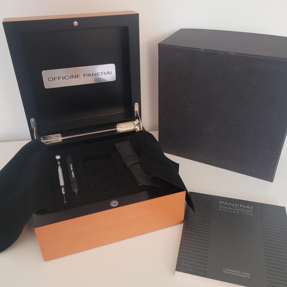 Panerai Luminor Rattrappante 1950 Wooden Box with Accessories and Strap - product image 1
