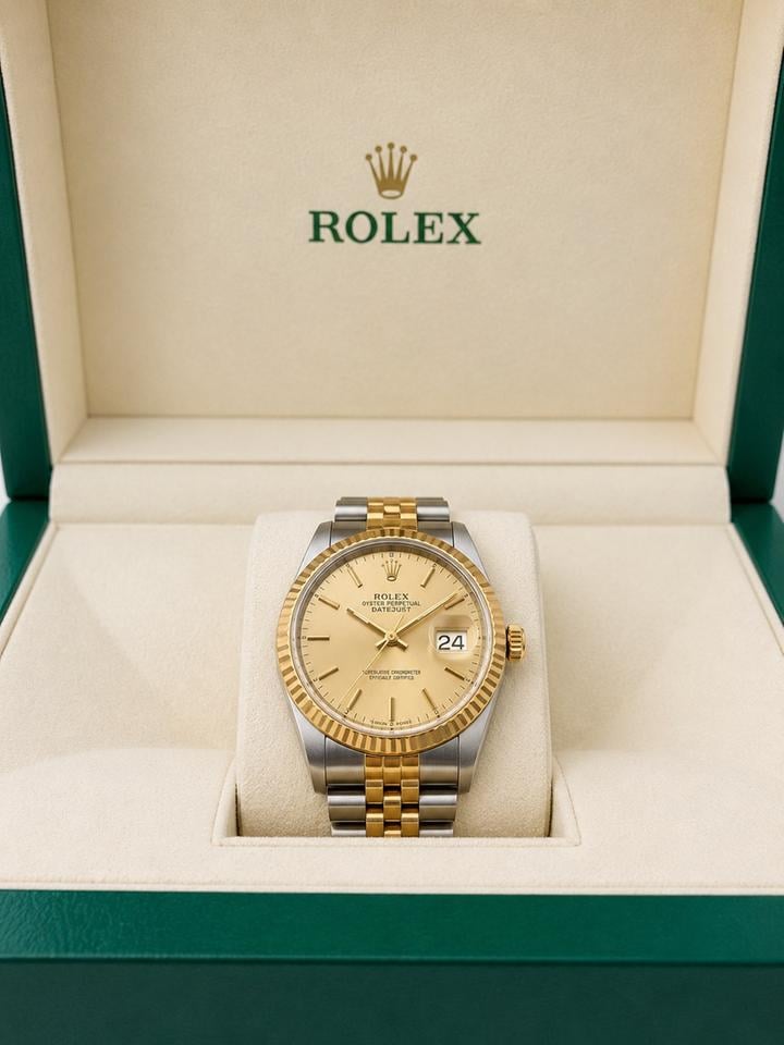 Rolex Datejust 36 ref. 16013 front view in presentation setting